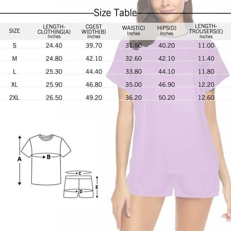 Custom Face Pajamas Strawberry Sleepwear Personalized Pink Women's Short Pajama Set