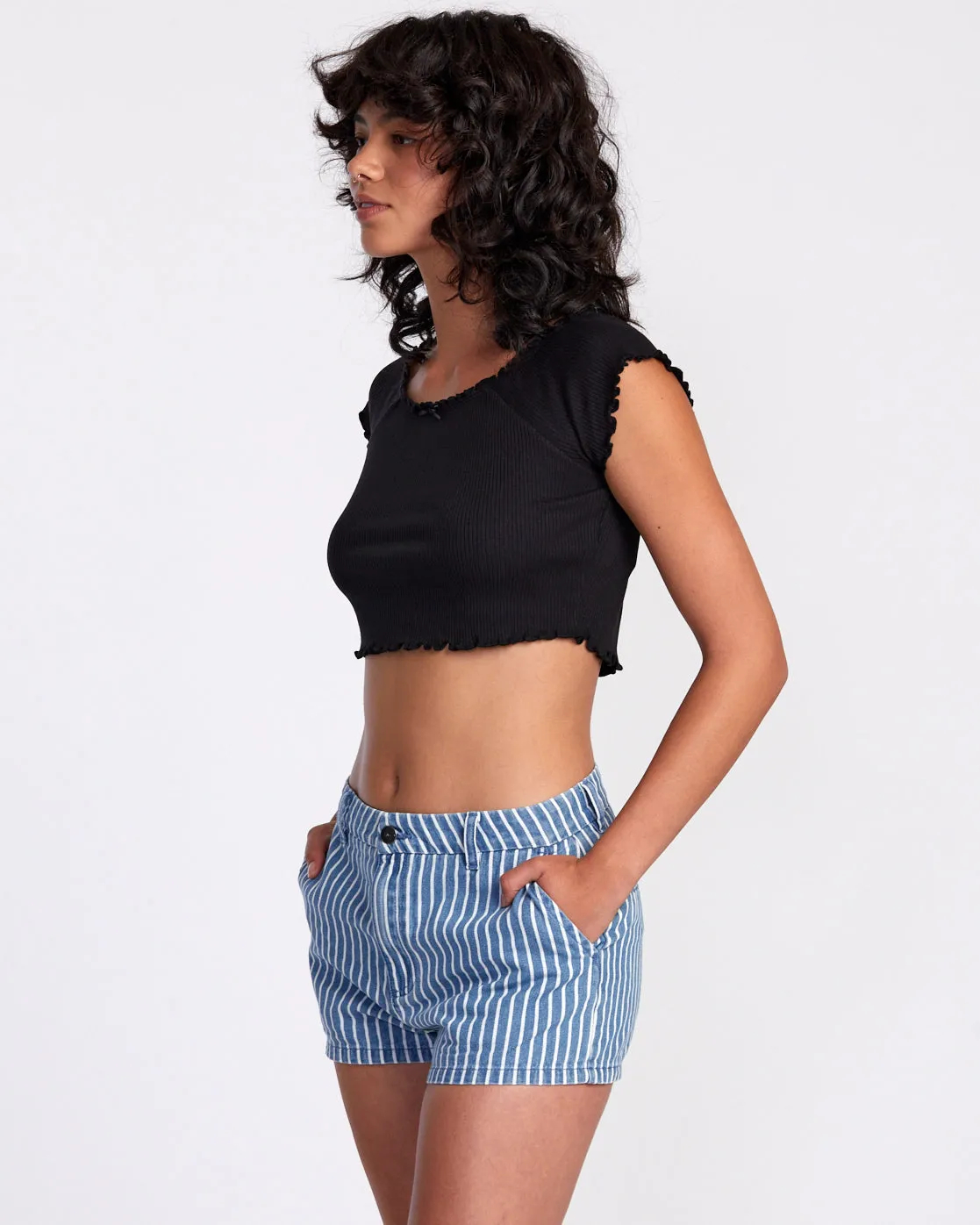 Delilah Off-The-Shoulder Crop Top - RVCA Black