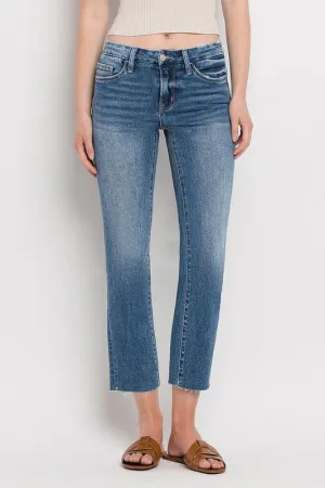 Mid Rise Crop Slim Straight Jeans