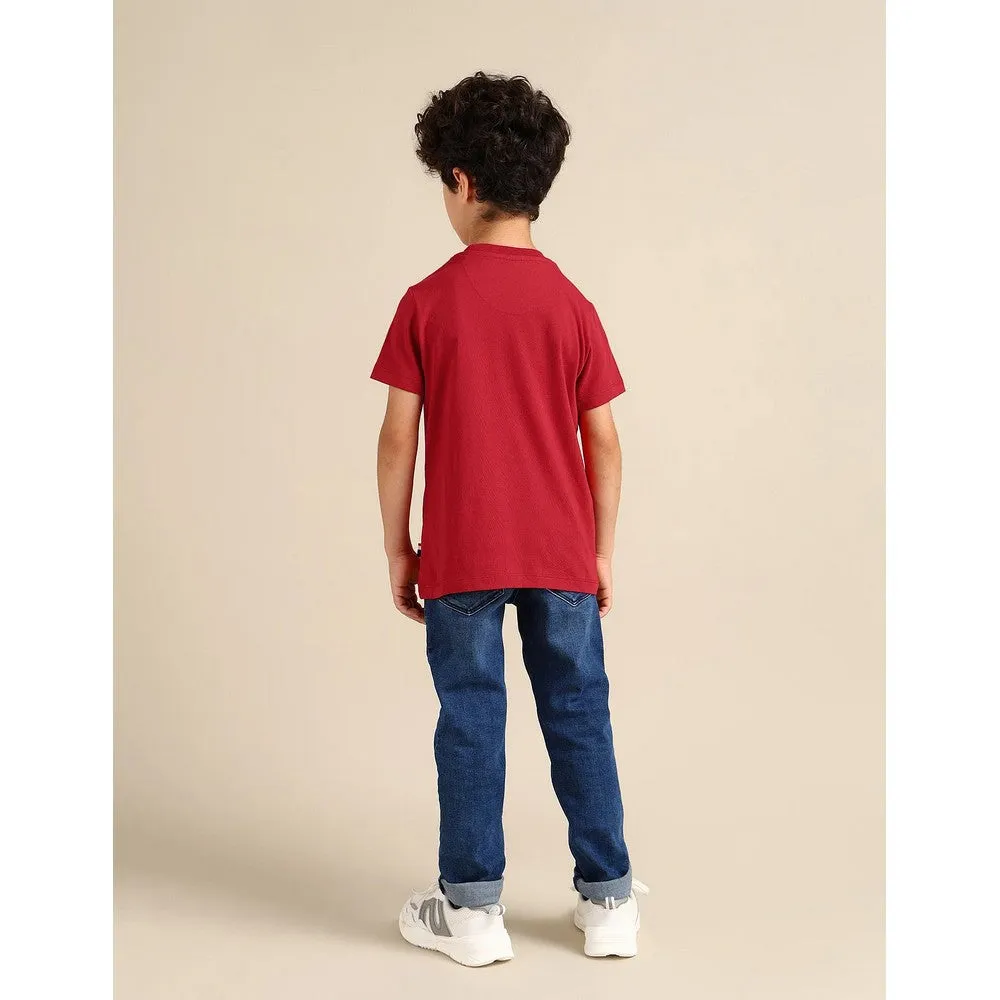 Red Pure Cotton Regular T-Shirt