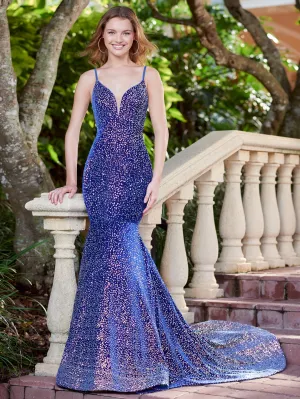Sequin Sleeveless Velvet Mermaid Dress by Panoply 14105