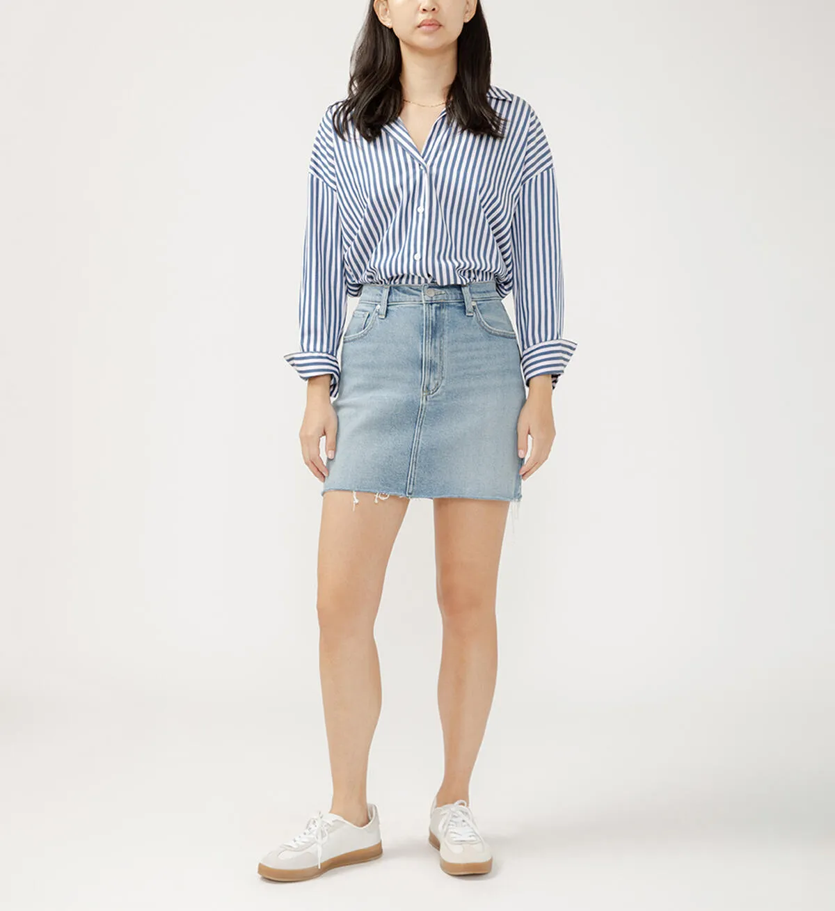 Silver Denim Mini Skirt AGR292